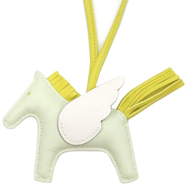 エルメス HERMES ロデオPM ペガサス ヴェールフィズ×ライム×ニューホワイト アニューミロ バッグチャーム 薄緑 黄緑 白