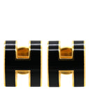 エルメス HERMES ポップアッシュ Hピアス ブラックxゴールド GP エナメル ピアス H型