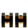 エルメス HERMES ポップアッシュ Hピアス ブラックxゴールド GP エナメル ピアス H型