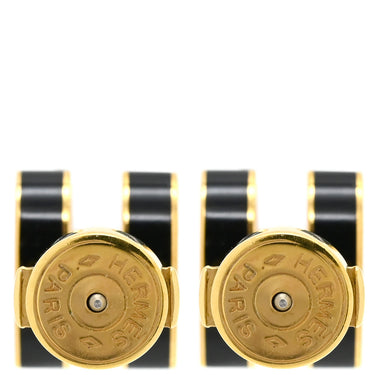 エルメス HERMES ポップアッシュ Hピアス ブラックxゴールド GP エナメル ピアス H型