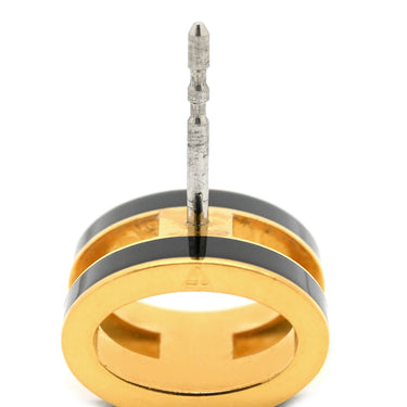 エルメス HERMES ポップアッシュ Hピアス ブラックxゴールド GP エナメル ピアス H型