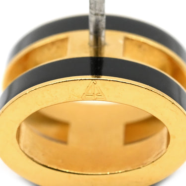 エルメス HERMES ポップアッシュ Hピアス ブラックxゴールド GP エナメル ピアス H型