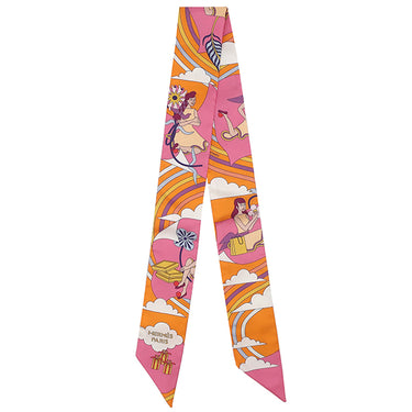 エルメス HERMES ツイリー オレンジ×ローズマラバー×モーヴ シルク スカーフ 新品 未使用【CARRES VOLANTS/空飛ぶカレ】