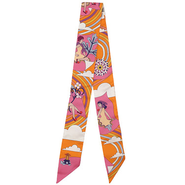 エルメス HERMES ツイリー オレンジ×ローズマラバー×モーヴ シルク スカーフ 新品 未使用【CARRES VOLANTS/空飛ぶカレ】