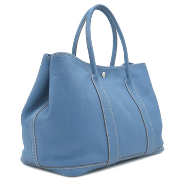 エルメス HERMES ガーデンパーティーPM アズール ネゴンダ トートバッグ シルバー金具 青 水色