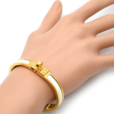 エルメス HERMES ミニ クリック ケリー イエローゴールド×クリーム GP エナメル ブレスレット エナメルブレスレット