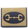 グッチ GUCCI ホースビット 1955 カードケース 621887 ベージュ×ネイビー キャンバス レザー 二つ折り財布 ゴールド金具 紺 コンパクトウォレット