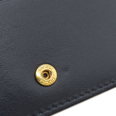 グッチ GUCCI ホースビット 1955 カードケース 621887 ベージュ×ネイビー キャンバス レザー 二つ折り財布 ゴールド金具 紺 コンパクトウォレット