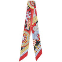 エルメス HERMES ツイリー ルージュ×エベンヌ×マルチカラー シルク スカーフ 【LES MURMURES DE LA FORET/森のささやき】