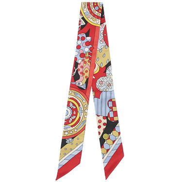 エルメス HERMES ツイリー ルージュ×エベンヌ×マルチカラー シルク スカーフ 【LES MURMURES DE LA FORET/森のささやき】