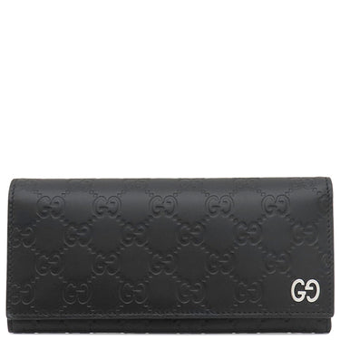 グッチ GUCCI グッチシマ 431727 ブラック レザー 長財布 シルバー金具 黒