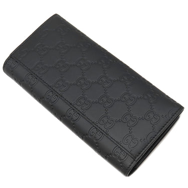 グッチ GUCCI グッチシマ 431727 ブラック レザー 長財布 シルバー金具 黒