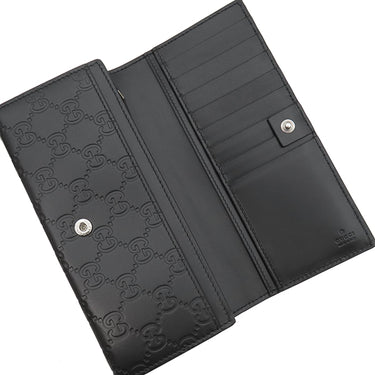 グッチ GUCCI グッチシマ 431727 ブラック レザー 長財布 シルバー金具 黒