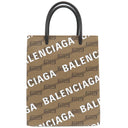 バレンシアガ BALENCIAGA ラージ ショッピング バッグ 693805 ブラウン コーティングキャンバス レザー 2WAYバッグ ゴールド金具 茶 BBロゴ