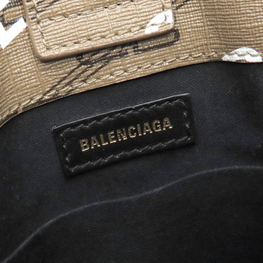 バレンシアガ BALENCIAGA ラージ ショッピング バッグ 693805 ブラウン コーティングキャンバス レザー 2WAYバッグ ゴールド金具 茶 BBロゴ