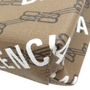 バレンシアガ BALENCIAGA ラージ ショッピング バッグ 693805 ブラウン コーティングキャンバス レザー 2WAYバッグ ゴールド金具 茶 BBロゴ