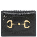 グッチ GUCCI ホースビット 1955 カードケース ウォレット ブラック エキゾチックレザー 二つ折り財布 ゴールド金具 黒 ミニ財布