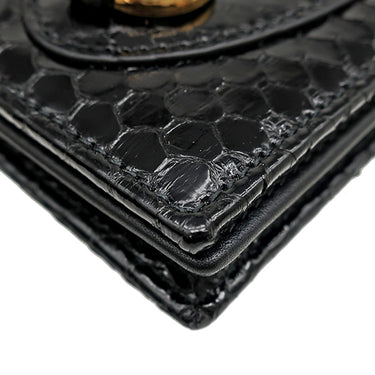 グッチ GUCCI ホースビット 1955 カードケース ウォレット ブラック エキゾチックレザー 二つ折り財布 ゴールド金具 黒 ミニ財布