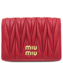 ミュウミュウ MIU MIU マテラッセ 5MC107 ロッソ レザー カードケース ゴールド金具 カードホルダー 名刺入れ ポーチ 赤