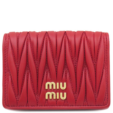 ミュウミュウ MIU MIU マテラッセ 5MC107 ロッソ レザー カードケース ゴールド金具 カードホルダー 名刺入れ ポーチ 赤