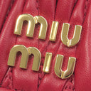 ミュウミュウ MIU MIU マテラッセ 5MC107 ロッソ レザー カードケース ゴールド金具 カードホルダー 名刺入れ ポーチ 赤