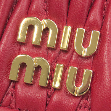 ミュウミュウ MIU MIU マテラッセ 5MC107 ロッソ レザー カードケース ゴールド金具 カードホルダー 名刺入れ ポーチ 赤