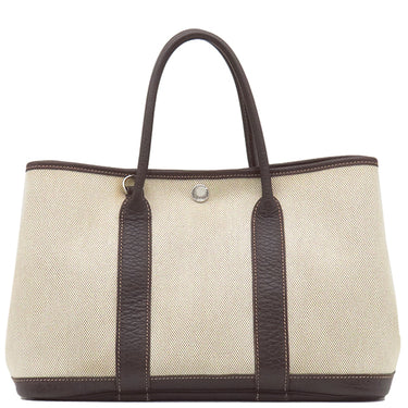 エルメス HERMES ガーデンパーティーTPM ナチュラル×マロン トワルアッシュ レザー 2WAYバッグ シルバー金具 茶 ショルダー 斜め掛け　　　