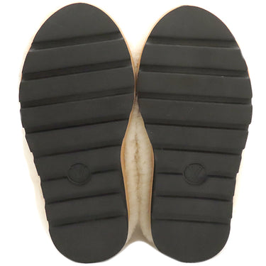 ルイヴィトン LOUIS VUITTON ファー アンクル ブーツ アイボリー×ブラウン ファー レザー #37 ブーツ 白 茶 靴