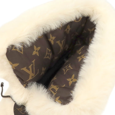 ルイヴィトン LOUIS VUITTON ファー アンクル ブーツ アイボリー×ブラウン ファー レザー #37 ブーツ 白 茶 靴
