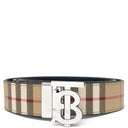 バーバリー BURBERRY TBロゴ リバーシブル 95/38 8069853 アーカイブベージュ ポリエステル ポリウレタン コットン アクリル レザー ベルト シルバー金具 黒 チェック柄