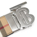 バーバリー BURBERRY TBロゴ リバーシブル 95/38 8069853 アーカイブベージュ ポリエステル ポリウレタン コットン アクリル レザー ベルト シルバー金具 黒 チェック柄