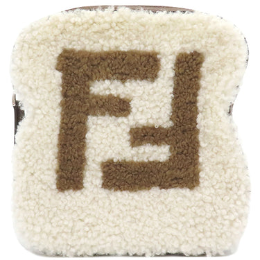 フェンディ FENDI トースト型 バッグ 7AS311ASLCF1QC1 ホワイト レザー シアリング ショルダーバッグ シルバー金具 白 茶 ファーバッグ