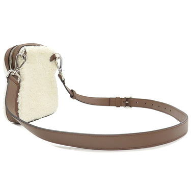 フェンディ FENDI トースト型 バッグ 7AS311ASLCF1QC1 ホワイト レザー シアリング ショルダーバッグ シルバー金具 白 茶 ファーバッグ