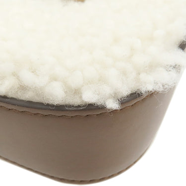 フェンディ FENDI トースト型 バッグ 7AS311ASLCF1QC1 ホワイト レザー シアリング ショルダーバッグ シルバー金具 白 茶 ファーバッグ