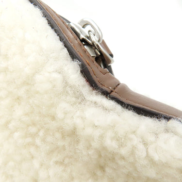 フェンディ FENDI トースト型 バッグ 7AS311ASLCF1QC1 ホワイト レザー シアリング ショルダーバッグ シルバー金具 白 茶 ファーバッグ