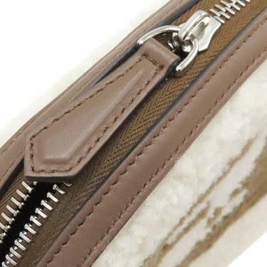 フェンディ FENDI トースト型 バッグ 7AS311ASLCF1QC1 ホワイト レザー シアリング ショルダーバッグ シルバー金具 白 茶 ファーバッグ