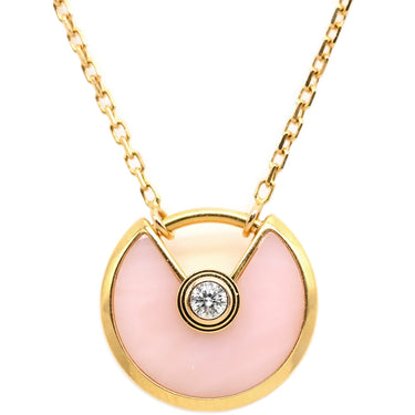 カルティエ Cartier アミュレット ドゥ XS ピンク×ピンクゴールド K18PG ダイヤモンド ピンクオパール ネックレス ピンク 1Pダイヤ