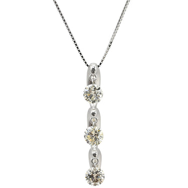 ノンブランド NON BRAND ダイヤペンダント ホワイトゴールド K18WG ダイヤモンド ネックレス 3P 3粒 スリーストーンネックレス 18K WG Au750