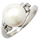 ミキモト MIKIMOTO パール ダイヤ リング パールホワイト×プラチナシルバー Pt950 パール ダイヤモンド リング 指輪 MIKIMOTO 4号