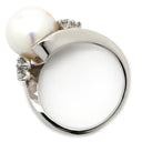 ミキモト MIKIMOTO パール ダイヤ リング パールホワイト×プラチナシルバー Pt950 パール ダイヤモンド リング 指輪 MIKIMOTO 4号