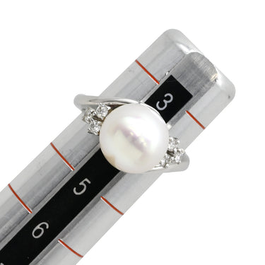 ミキモト MIKIMOTO パール ダイヤ リング パールホワイト×プラチナシルバー Pt950 パール ダイヤモンド リング 指輪 MIKIMOTO 4号