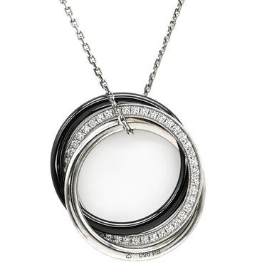 カルティエ Cartier トリニティ ホワイトゴールドXブラック K18WG PD950 ダイヤモンド セラミック ネックレス 18金 750 3連