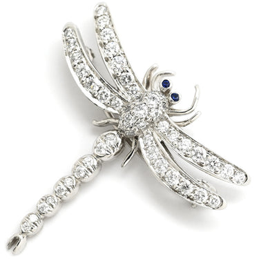 ティファニー Tiffany & Co ドラゴンフライ プラチナシルバー Pt950 ダイヤモンド サファイア ブローチ トンボ ペンダントトップ ダイヤ サファイヤ