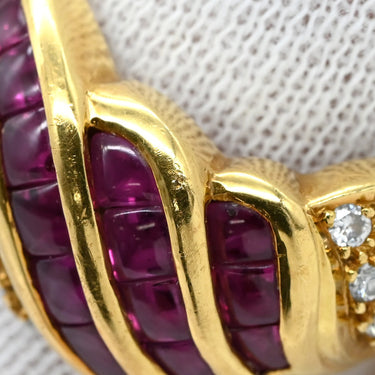 ノンブランド NON BRAND ルビー ダイヤリング イエローゴールド×レッド K18YG ダイヤモンド ルビー リング 指輪 Au750 18K 18金 12号