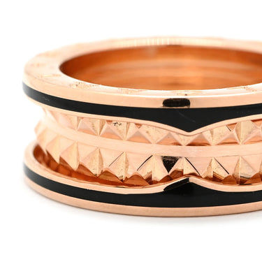 ブルガリ BVLGARI ビーゼロワン ロック B-zero1 2バンドリング ピンクゴールド×ブラック K18PG セラミック #53(JP13) リング 指輪 黒 750PG 18金 12.5号