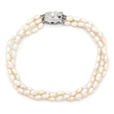 ノンブランド NON BRAND パールブレスレット パールホワイト パール シルバー ブレスレット 真珠 3連 淡水パール オーバル