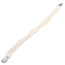 ノンブランド NON BRAND パールブレスレット パールホワイト パール シルバー ブレスレット 真珠 3連 淡水パール オーバル