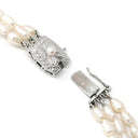 ノンブランド NON BRAND パールブレスレット パールホワイト パール シルバー ブレスレット 真珠 3連 淡水パール オーバル