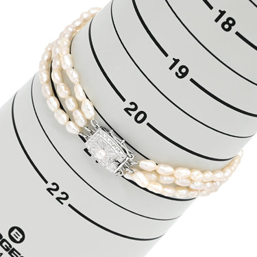 ノンブランド NON BRAND パールブレスレット パールホワイト パール シルバー ブレスレット 真珠 3連 淡水パール オーバル