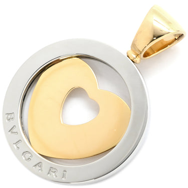 ブルガリ BVLGARI トンド イエローゴールド×シルバー K18YG ステンレススチール ペンダントトップ Au750 18K 18金 SS コンビ チャーム ハートモチーフ ネックレストップ スライダー